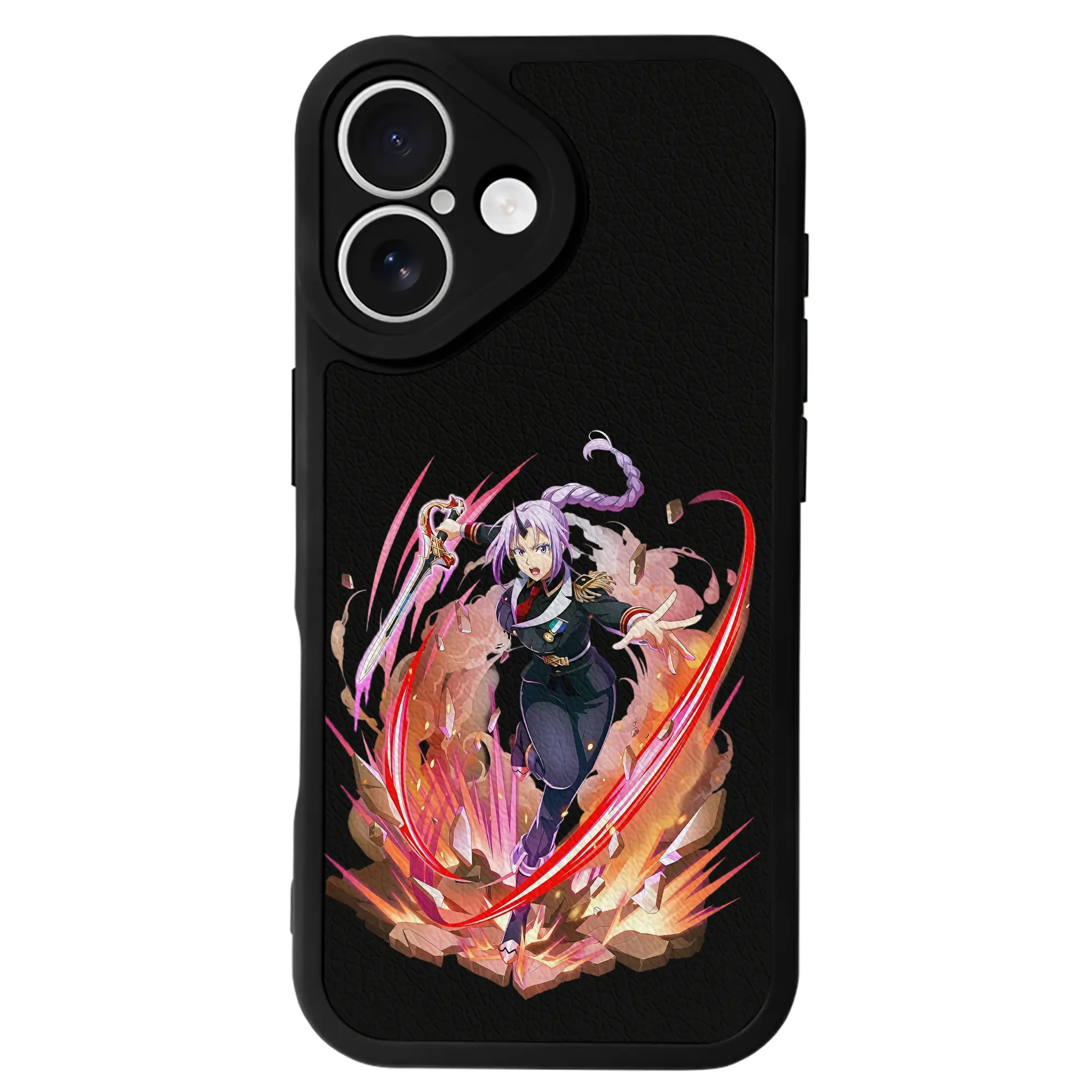 転生したらスライムだった件 グッズ,シオン - IPhone 16シリーズ対応 ・ シリコンスマホケース ・ レザー調 ・ 高精度フィット ・ 耐衝撃 ・ ワイヤレス充電対応 ・ 精密カット